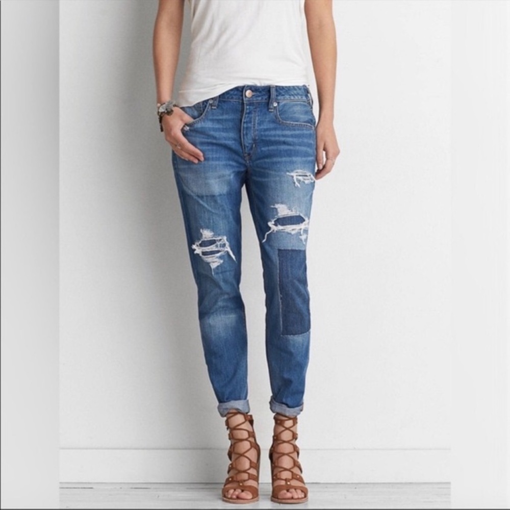 american eagle tomgirl patchwork jeans